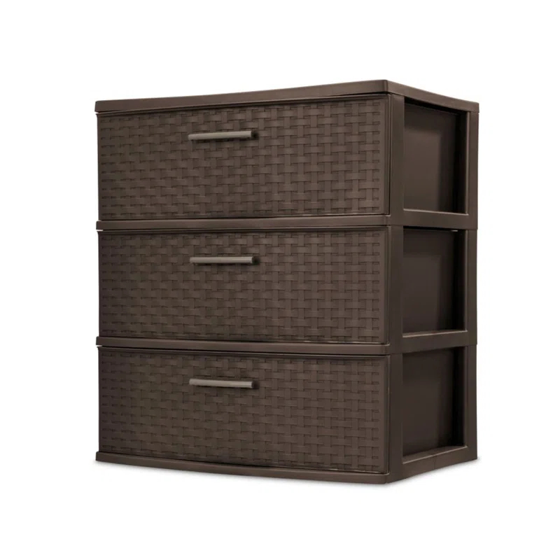 Sterilite Sterilite 25306P01 Spacious 3-Drawer Wide Weave Design Storage Tower, Brown