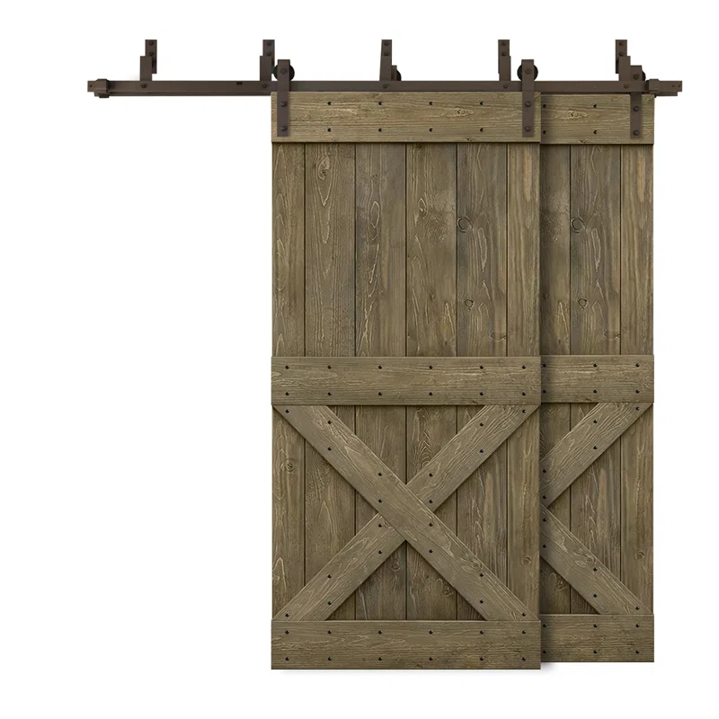 Calhome 84'' Solid Wood Paneled Painted with Installation Hardware Kit Barn Door
