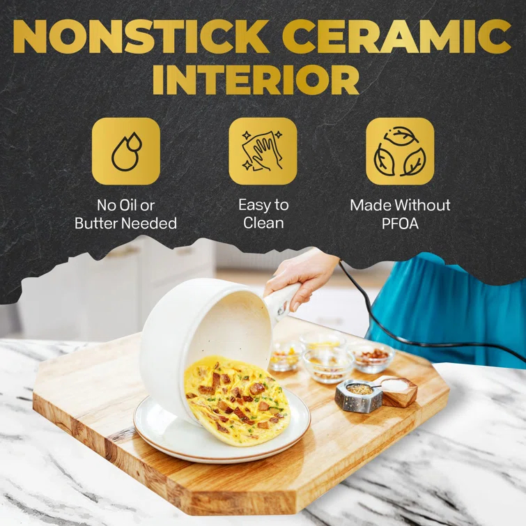 Ceramax Ceramax Electric Hot Pot 2.5 Liters Nonstick Ceramic Skillet Pan Mini Cooker With Lid Steamer