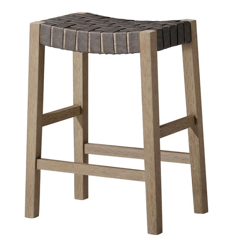 Maven Lane Emerson Kitchen Stool with Vegan Leather Upholstery