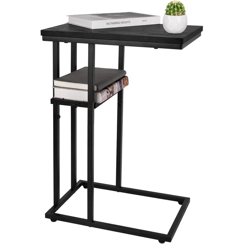 C Shaped End/ Side Table for Couch and Bed, Small Spaces, Living Room, Bedroom, Rustic Snack Table