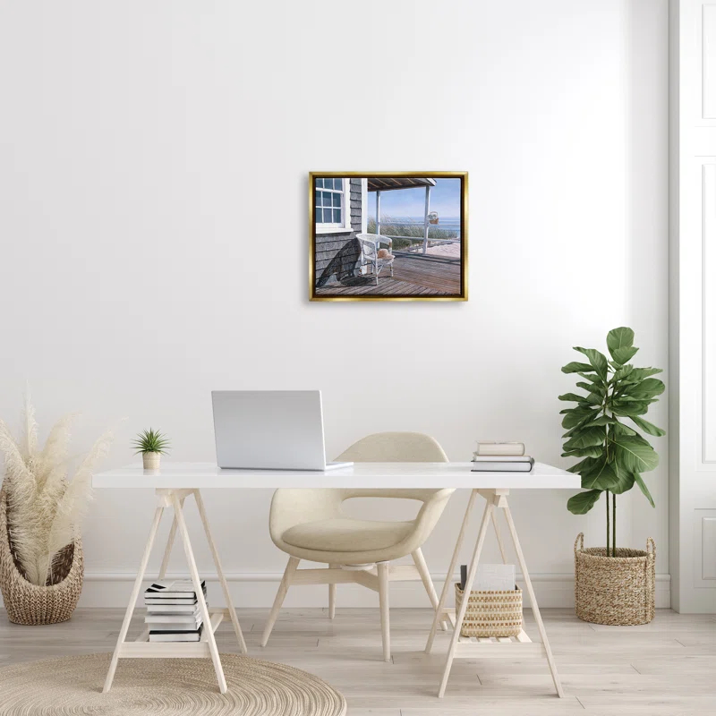 Stupell Industries " Coastal Cottage Porch Chair Seaside Boardwalk Scenery " by Tom Mielko