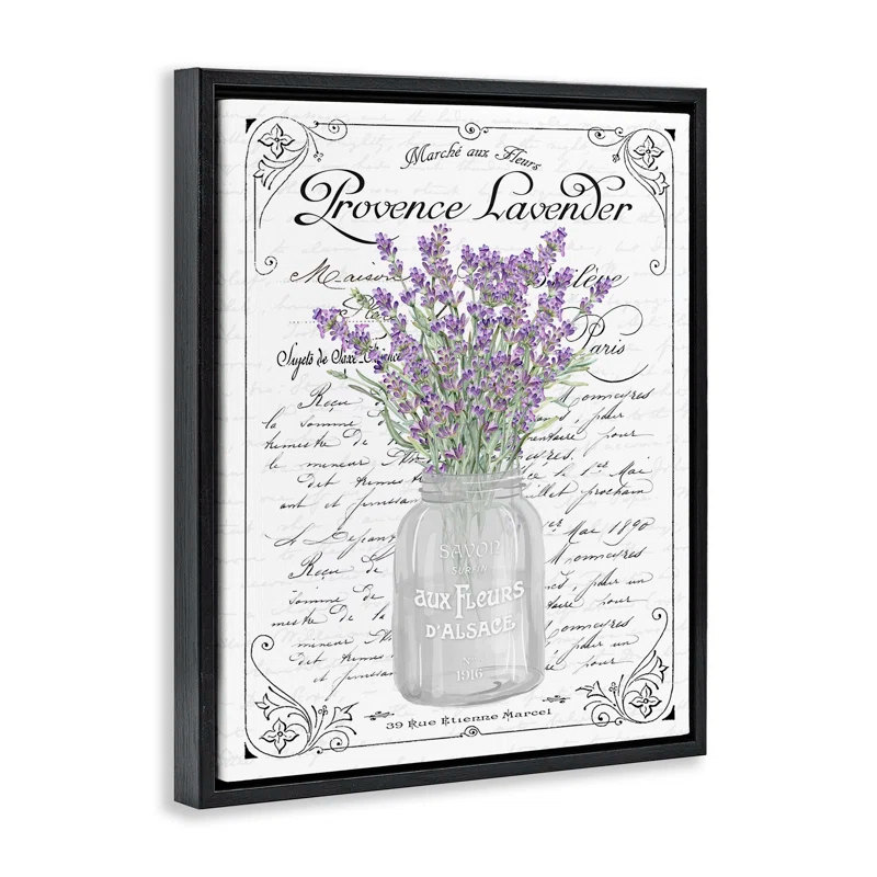" Lavender Sprigs Bouquet Ornate French Script Motif " by Lettered And Lined
