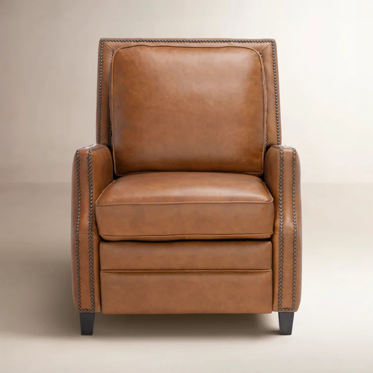 Safavieh  Couture Buddy Leather Nailhead Trim Recliner Dark Grey 30" W x 30" L x 37.5" H