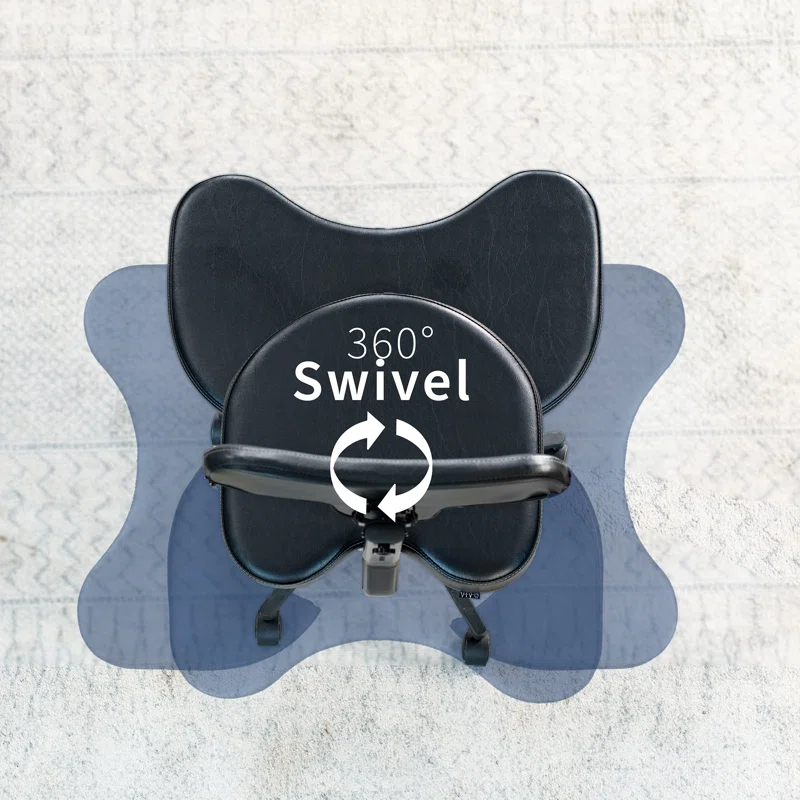 Vivo VIVO Black Ergonomic Cross Legged Swivel Chair, Adjustable Office Stool