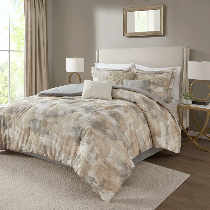 Madison Park Beacon 7 Piece Textured Cotton Blend Comforter Set (Set of 7)