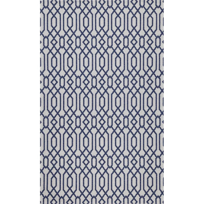 Martha Stewart Rugs Martha Stewart Cotton Geometric Rug in Blue/Gray
