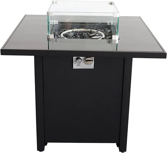 30" Black Steel Free-Standing Gas Fire Pit