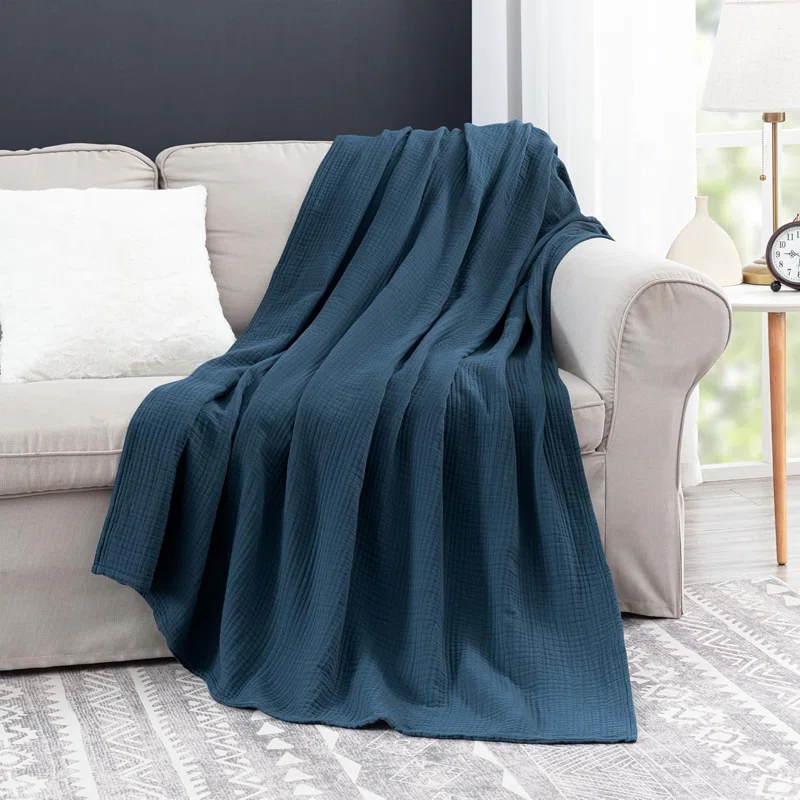 Chezmoi Collection Airy Lightweight 4 Layer Cotton Muslin Blanket