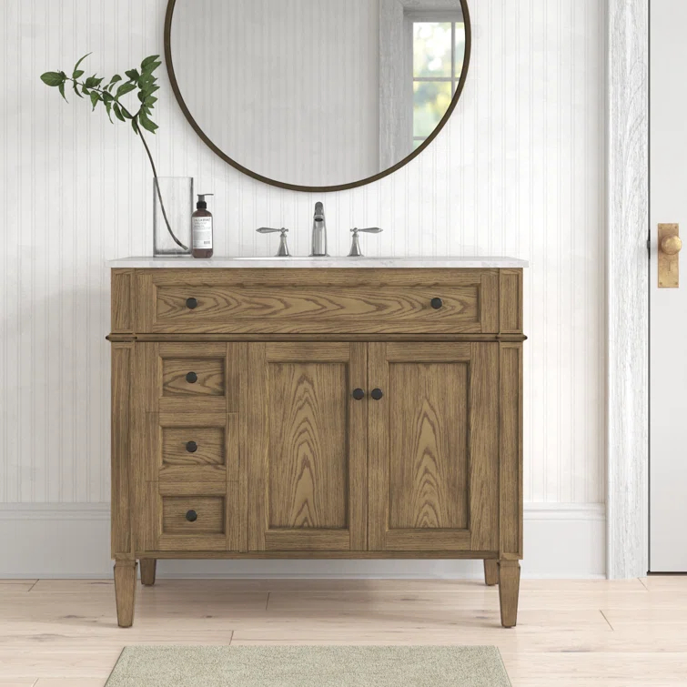 Rivers 40" Free-Standing Single Bathroom Vanity Set with Marble Vanity Top