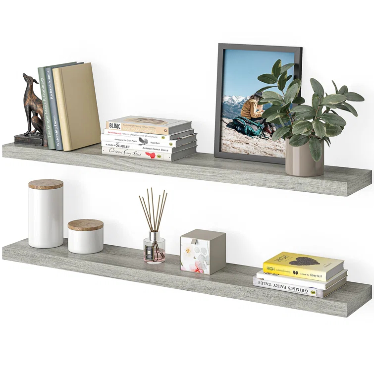Ballucci Miami 48" W x 8" D Floating Shelves Set with Invisible Wall Mount Brackets (Set of 2)