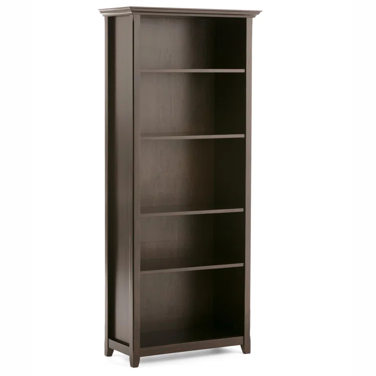 Simpli Home Amherst 30"W Solid Wood 5 Shelf Bookcase with Adjustable Shelves