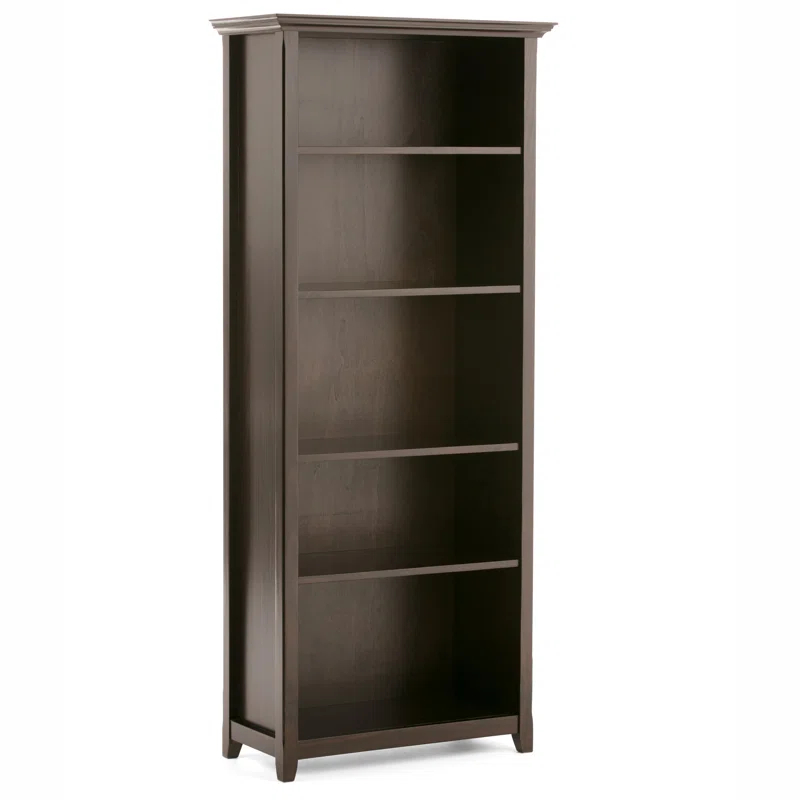 Simpli Home Amherst 30"W Solid Wood 5 Shelf Bookcase with Adjustable Shelves