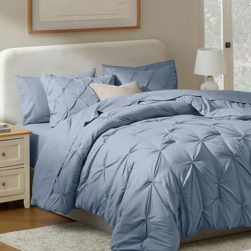 Nestl Bed-in-A-Bag Pleated Comforter Set with Bed Sheets