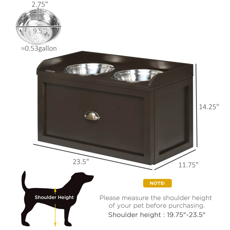 Pawhut 8.48 Cups Elevated Feeder