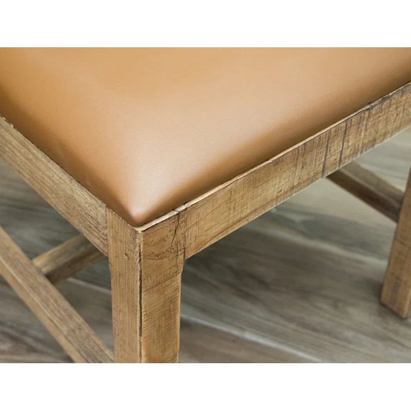 International Furniture Direct Tulum Solid Wood Chair With Upholstered Seat (Set of 2)
