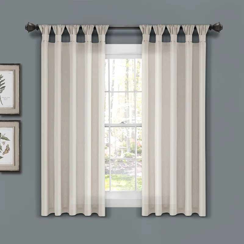 Lush Decor Burlap Knotted Tab Top Semi Sheer Curtain Pair (Set of 2)