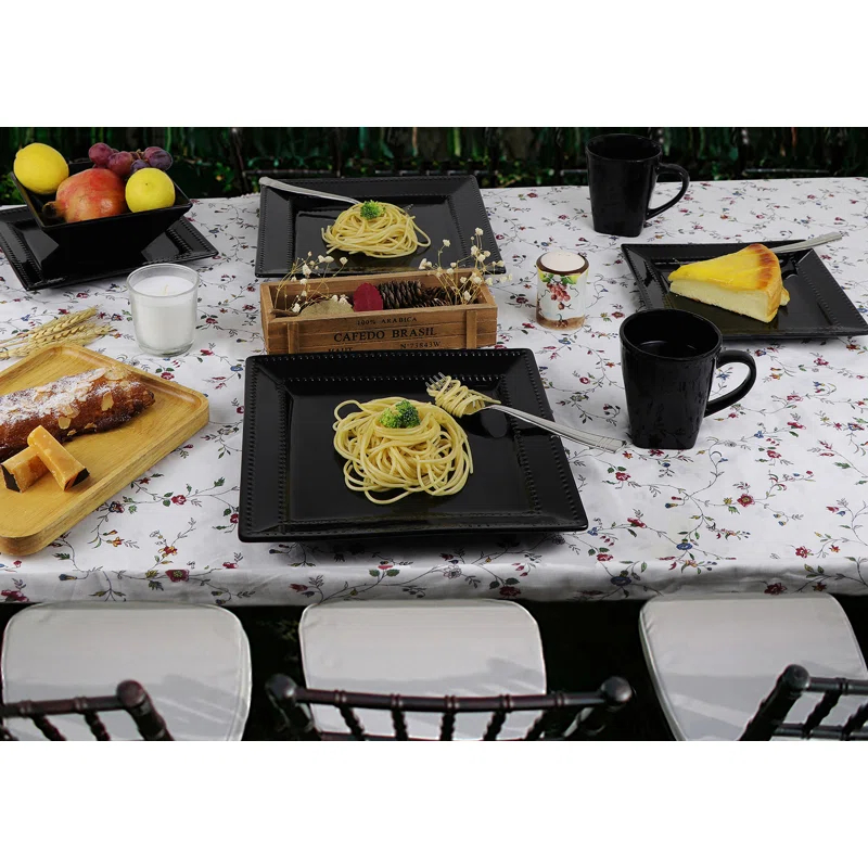 Lorren Home Trends 16 Piece Stoneware Dinnerware Set - Service for 4