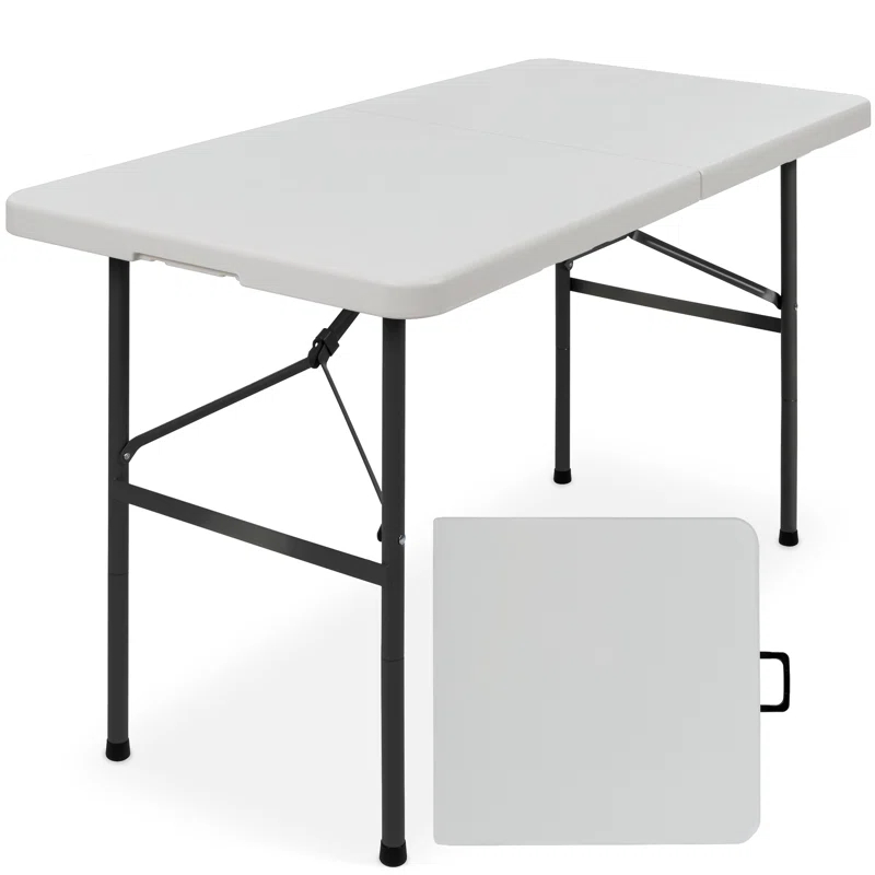 Best Choice Products 4Ft Plastic Folding Table, Indoor Outdoor Heavy Duty Portable W/ Handle, Lock For Picnic