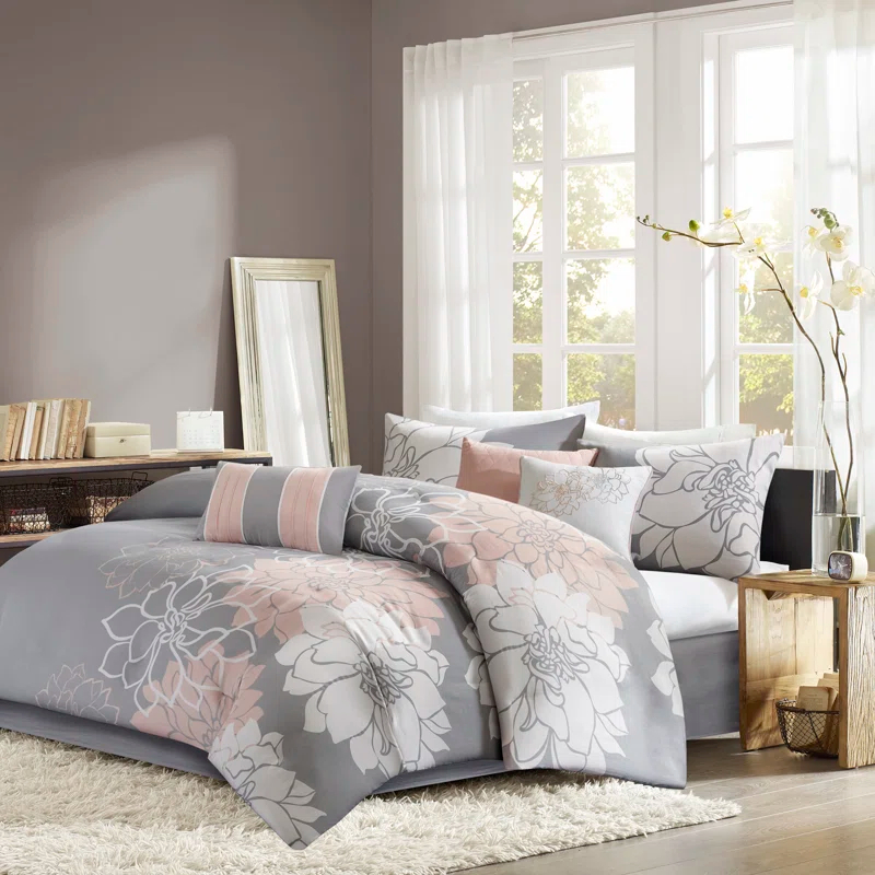 Madison Park Lola 7 Piece Floral Cotton Comforter Set