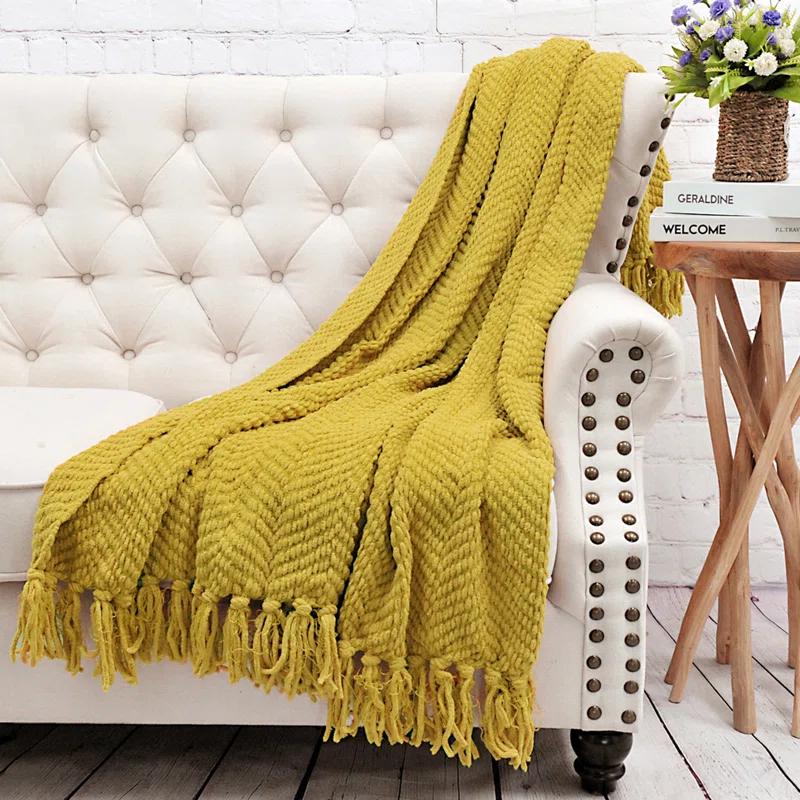 Home Soft Things Tweed Knitted Throw Blanket