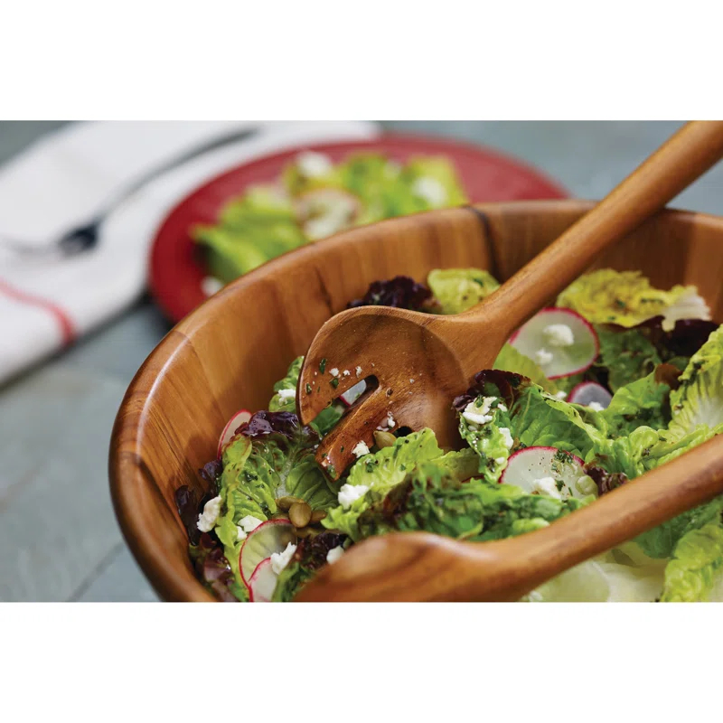 Anolon Pantryware Teak Wood Salad Serving Set, 3 Piece