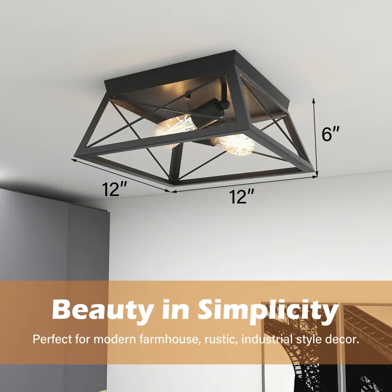 Moen 2-Light Finished Cage Classic Modern Dimmable Flush Mount Light
