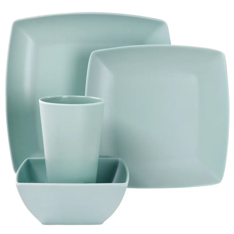 Gibson Home 16 Piece Melamine Dinnerware Set, Service for 4