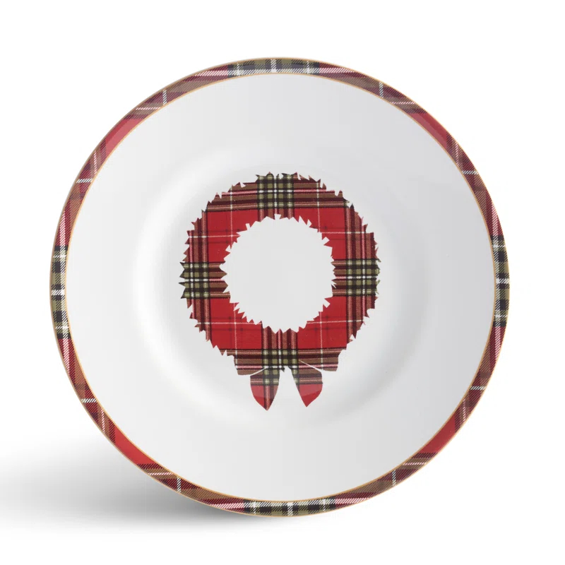 222 Fifth 222 Fifth 12-Piece Wexford Red Porcelain Dinnerware Set - Service For 4, Plate & Bowl Set
