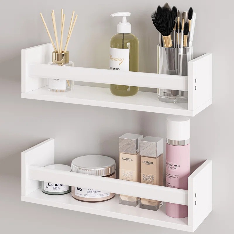 Ballucci Rigga 16" Floating Shelves with Front Bar (Set of 2)