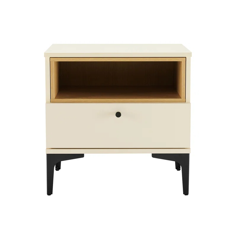 Ivy Bronx Modern Decatur Nightstand with 1 Full Extension Drawer and Metal Legs