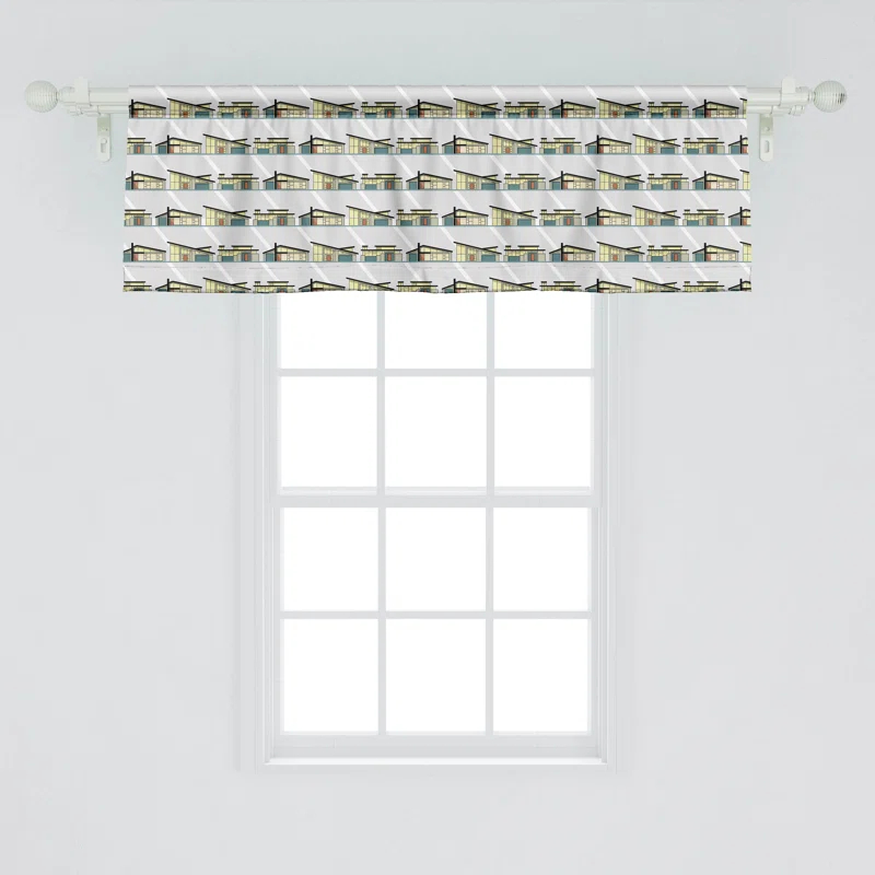 Ambesonne Ambesonne House Valance Pack of 2 Geometric Modern Architecture Pale Taupe Cream Seafoam