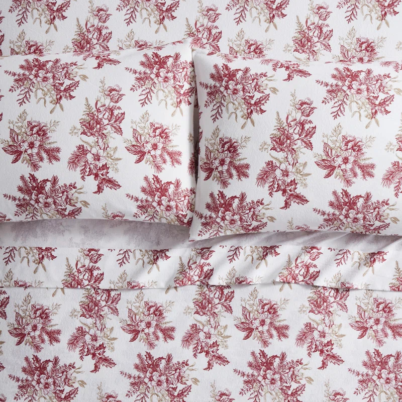 Toile 4-Piece Triple Brushed Cotton Flannel Bed Sheet Set