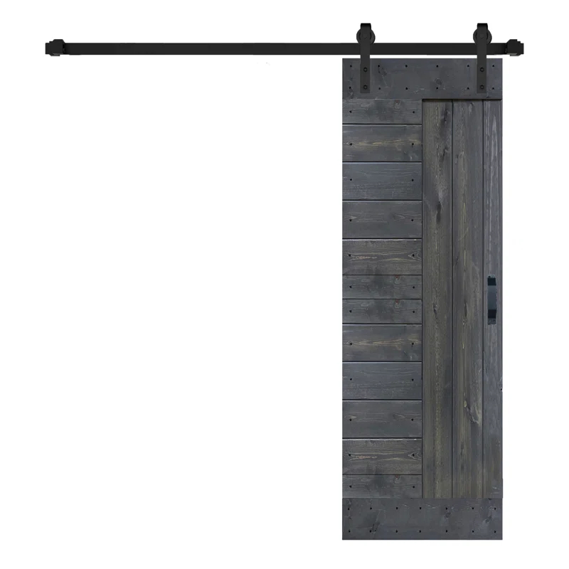 IsLife L Series Paneled Solid Wood Sliding Barn Door with Installation Hardware Kit -Assembly Needed