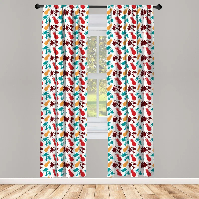 Ambesonne Pineapple Semi-Sheer Rod Pocket Sliding Panel (Set of 2)