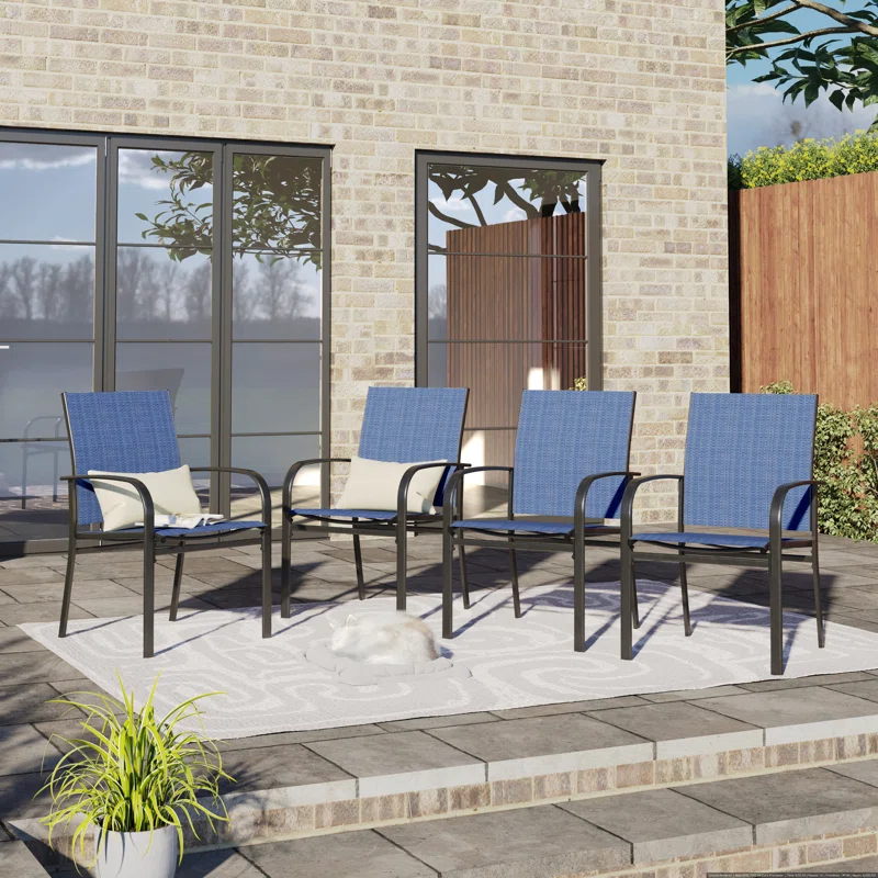 Argyri Powder-coated Steel Outdoor Dining Armchair