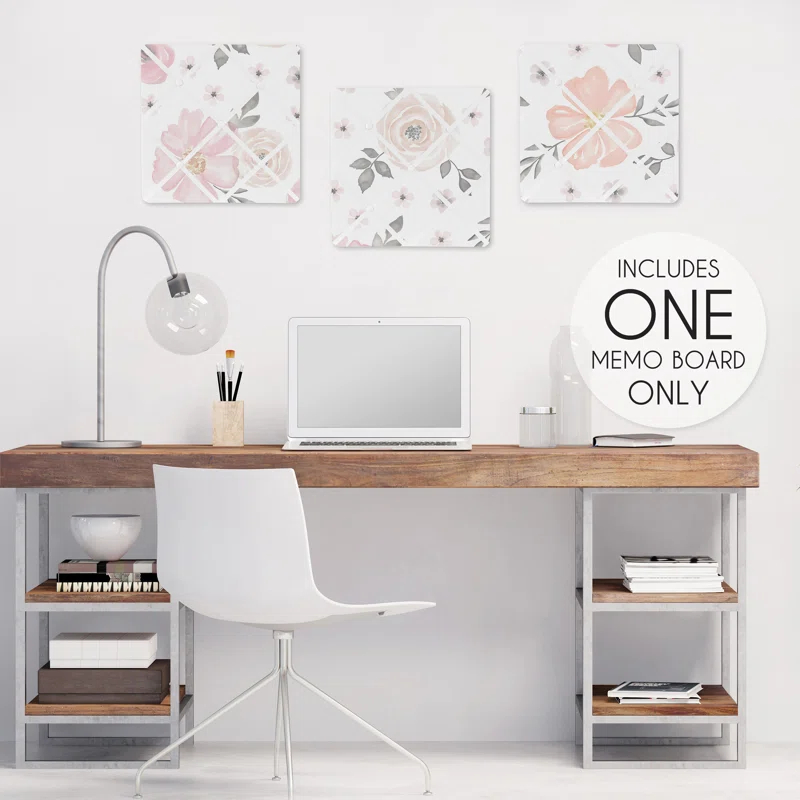Watercolor Floral Wall Mounted Photo Memo Board