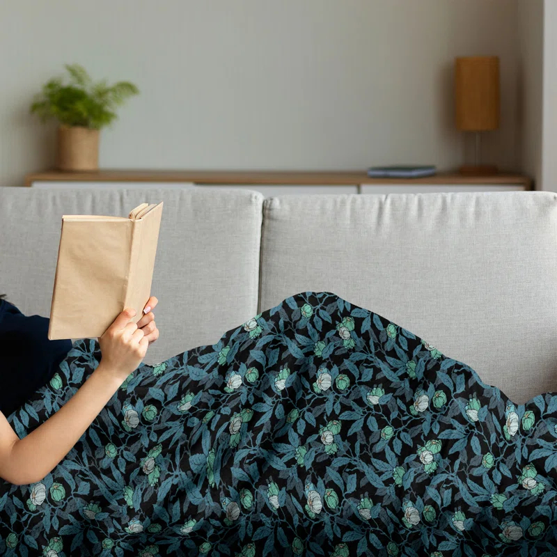 Ambesonne Botanical Fleece Throw Blanket Flourishing Flowers Twigs Multicolor