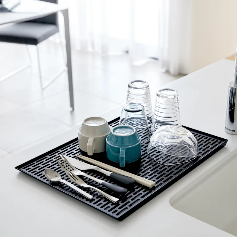 Yamazaki Home Yamazaki Home Sink-Side Draining Mat - Kitchen Dish Rack Tray Drainer, Plastic