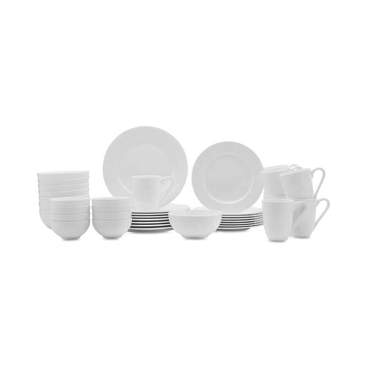 Mikasa Mikasa Tate 40-Piece Lightweight Chip-Resistant Bone China Dinnerware Set, Service for 8