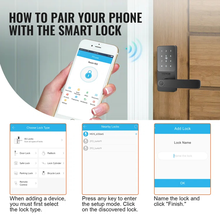 VEVOR VEVOR Smart Lock 5-in-1 Fingerprint Smart Door Knob with App Control Bluetooth