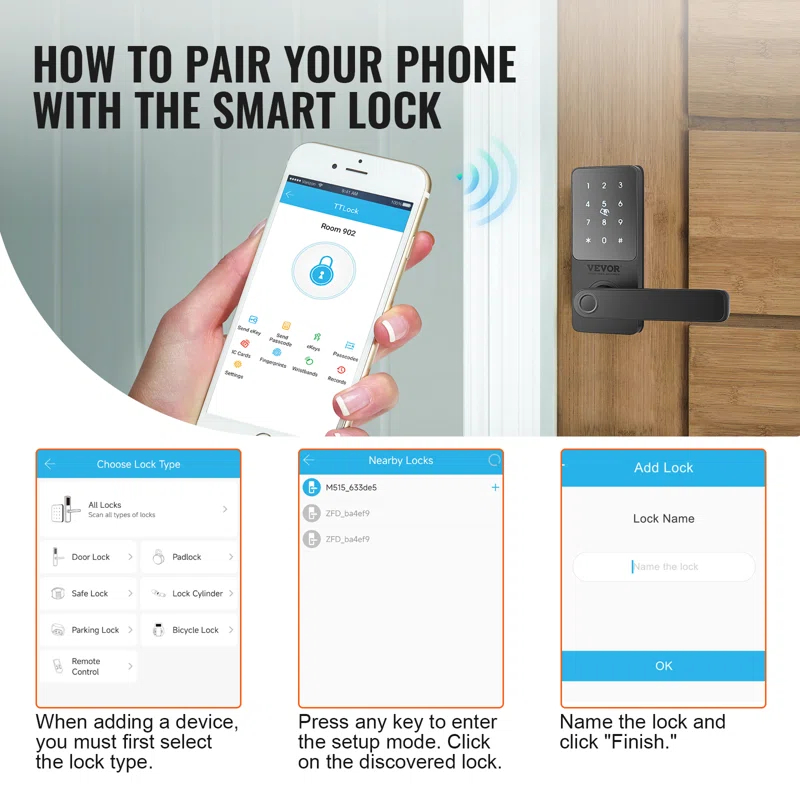 VEVOR VEVOR Smart Lock 5-in-1 Fingerprint Smart Door Knob with App Control Bluetooth