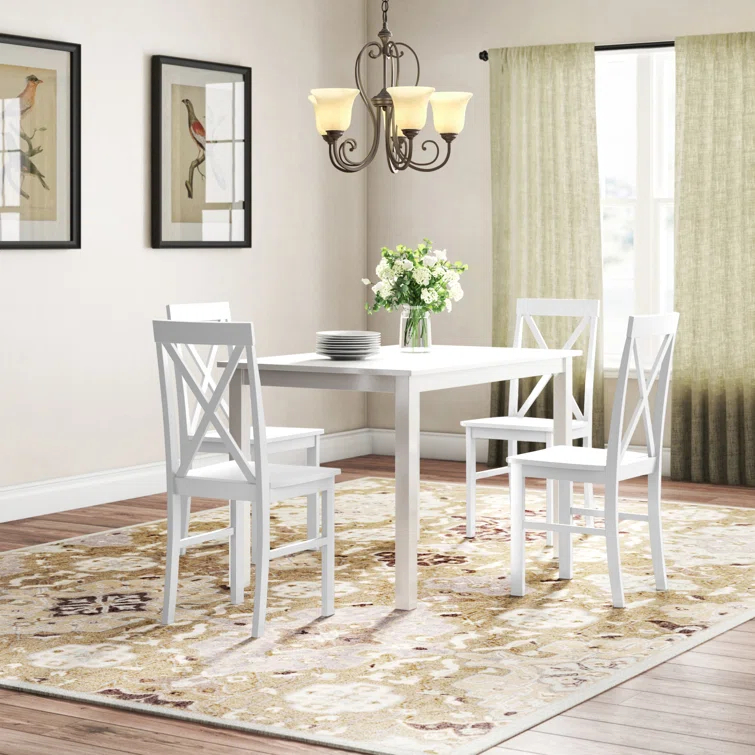 Gracie Oaks 5 - Piece Dining Set with X-Back Chairs