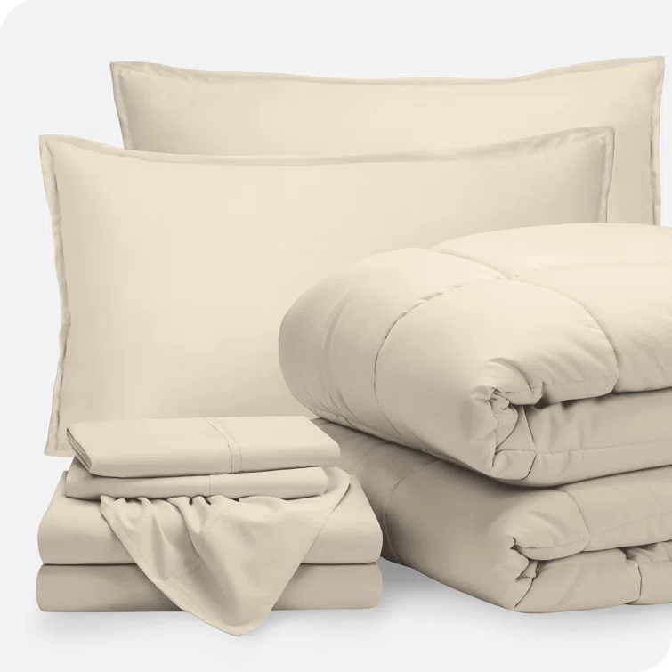 Full XL Sand Microfiber Down Alternative Bed-in-a-Bag Set