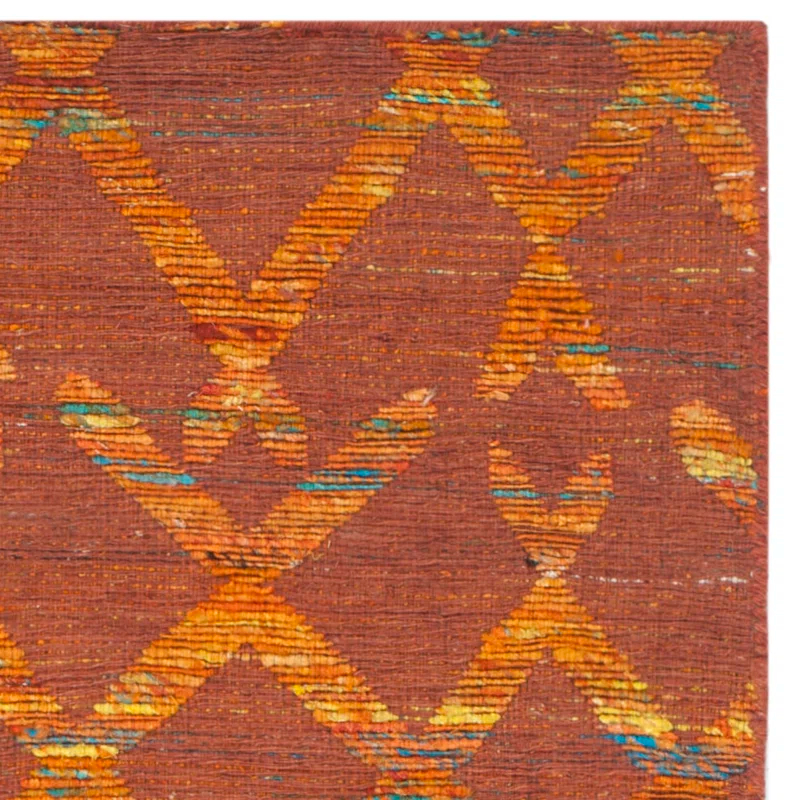 Straw Patch Hand Woven Flat Weave Wool & Cotton Geometric Rug