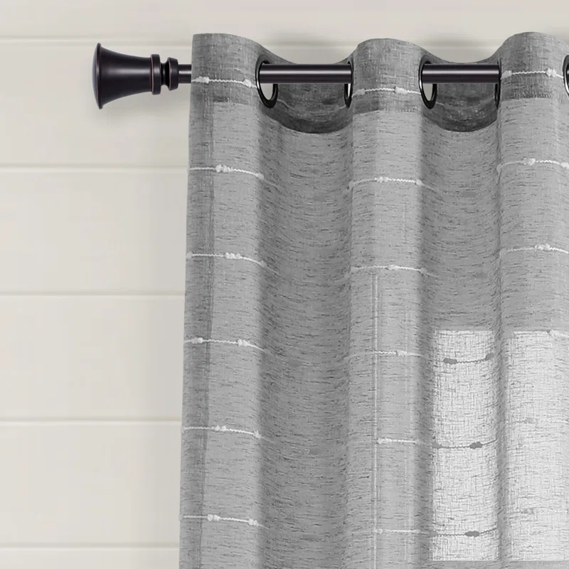 Lush Decor Farmhouse Textured Sheer Polyester Sheer Curtain Pair (Set of 2)