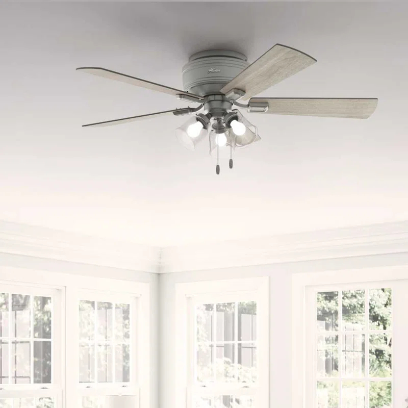 Hunter Fan 52" Crestfield 5 - Blade Flush Mount Ceiling Fan with Lights and Pull Chains