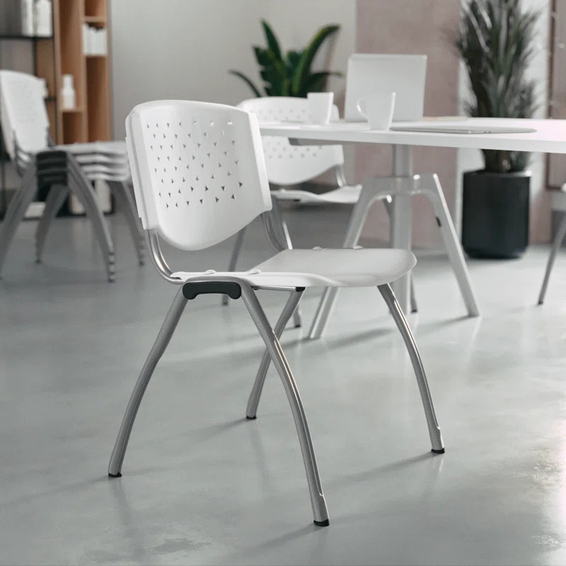 Flash Furniture Memphis 880 lb. Capacity Plastic Stack Chair with Powder Coated Frame
