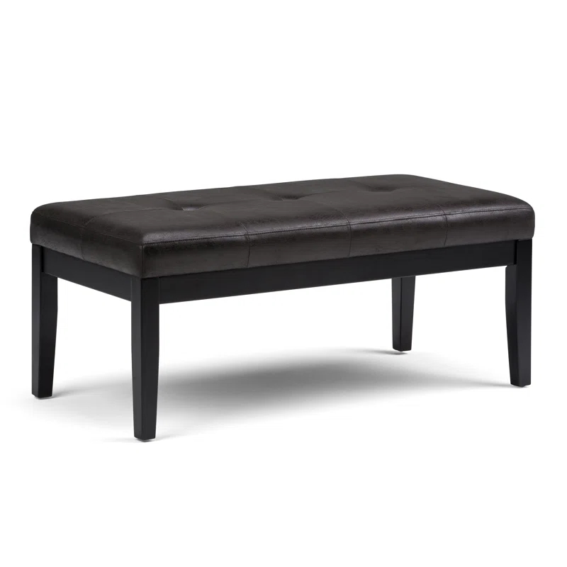 Simpli Home Lacey 41"W Tufted Ottoman Bench with Solid Wood Frame
