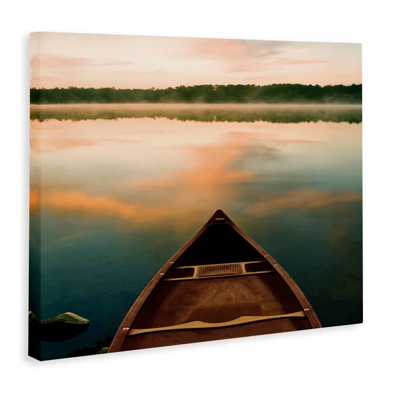 Stupell Industries Canoe On Lake Warm Sunrise Water Reflection by Danita Delimont - Painting
